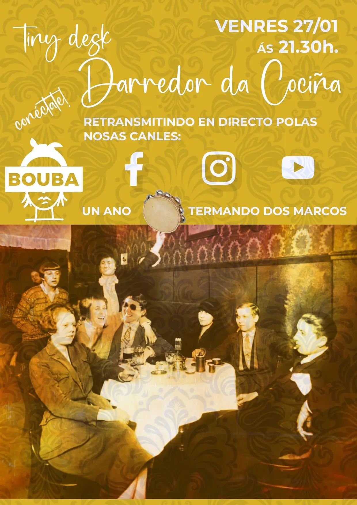 Cartel: «Darredor da Cociña», venres 27 de xaneiro: un ano de Termando dos Marcos