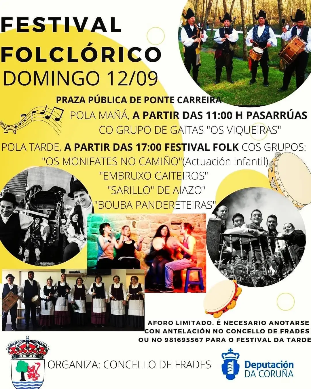 Cartel: Festival folclórico de Ponte Carreira (Frades), domingo 12 de setembro