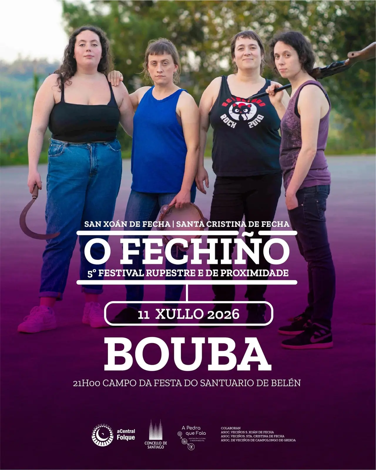 Cartel: O Fechiño, Campo da festa do santuario de Belén, Fecha, sábado, 11 de xullo de 2026